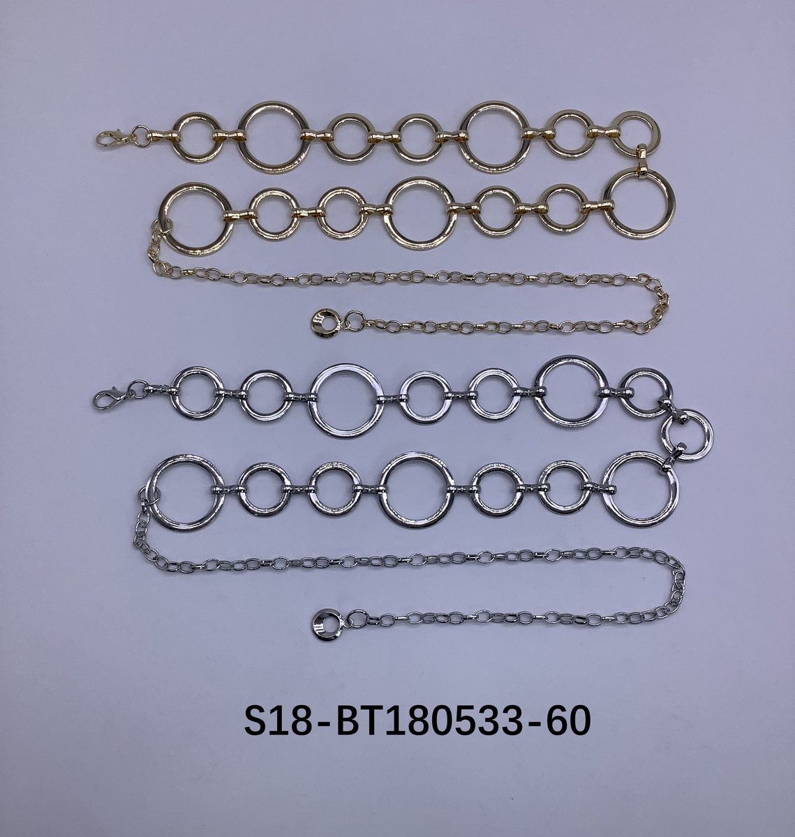 Cinturón bijou Cadena Metálica. 6 pcs plateados / 6 pcs dorados