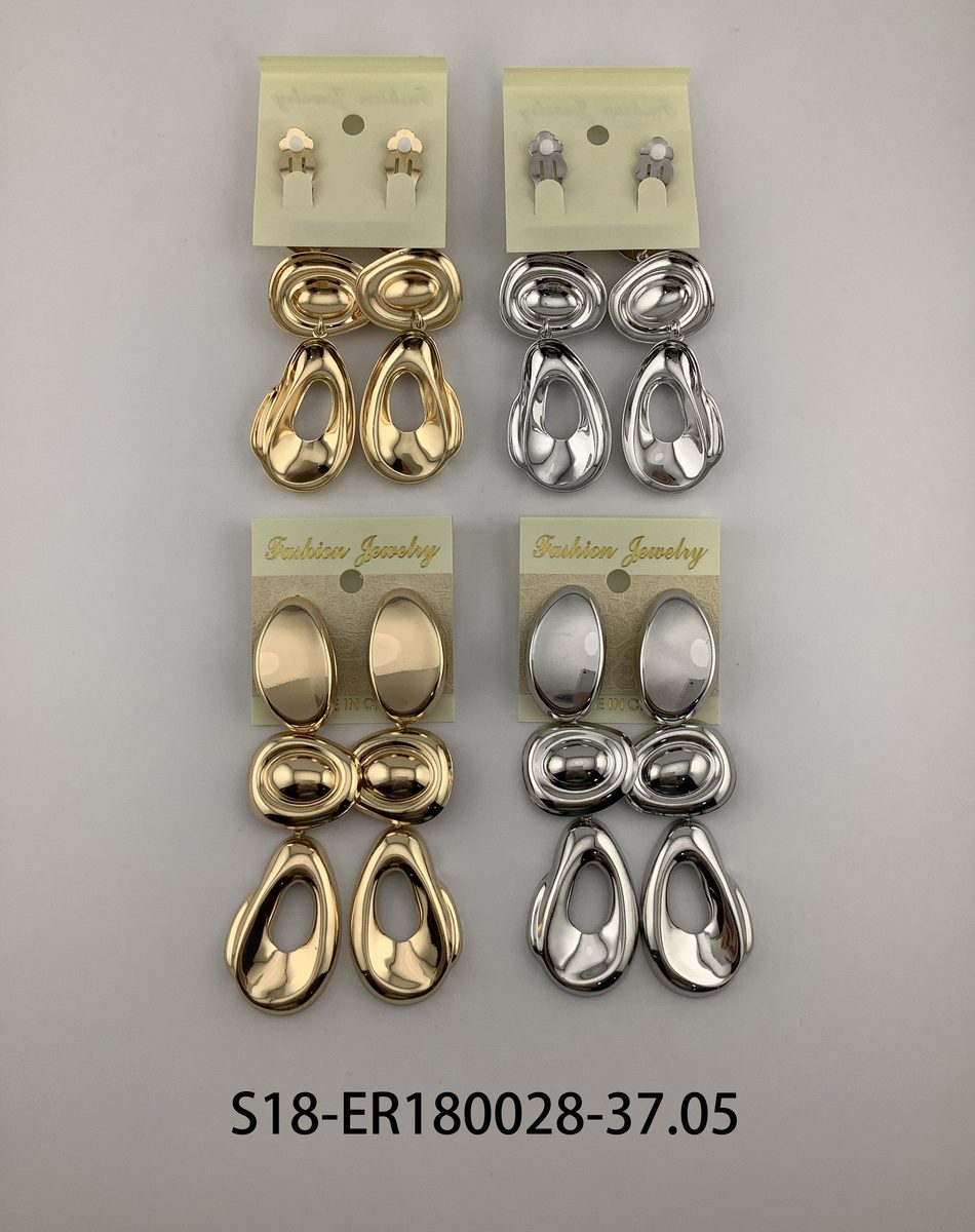 Aros (clip on) 6 pcs dorados / 6 pcs plateado