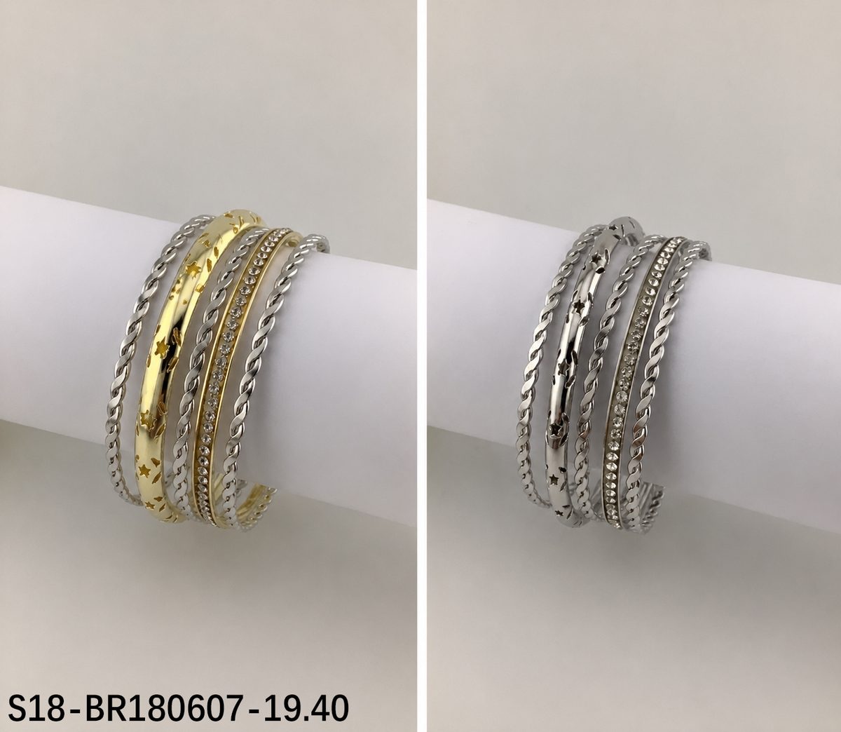 Pulsera. 6 pcs plateado /6 pcs dorado + plateado