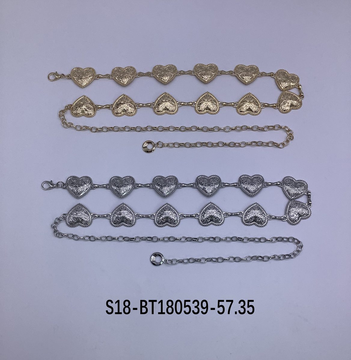 Cinturón bijou Cadena Metálica. 6 pcs plateados / 6 pcs dorados