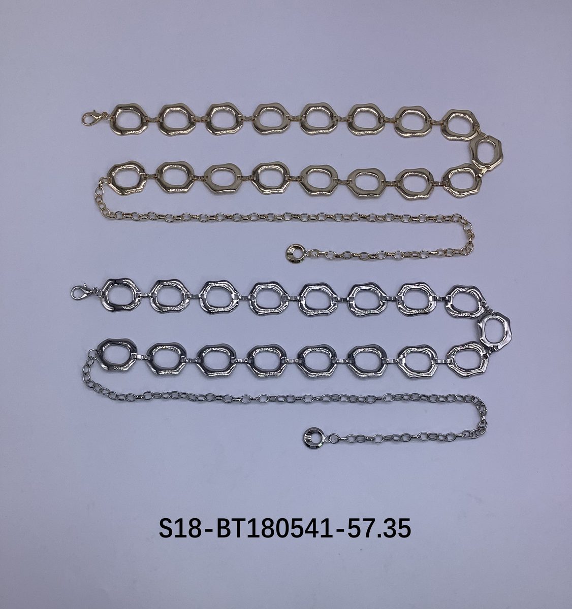 Cinturón bijou Cadena Metálica. 6 pcs plateados / 6 pcs dorados