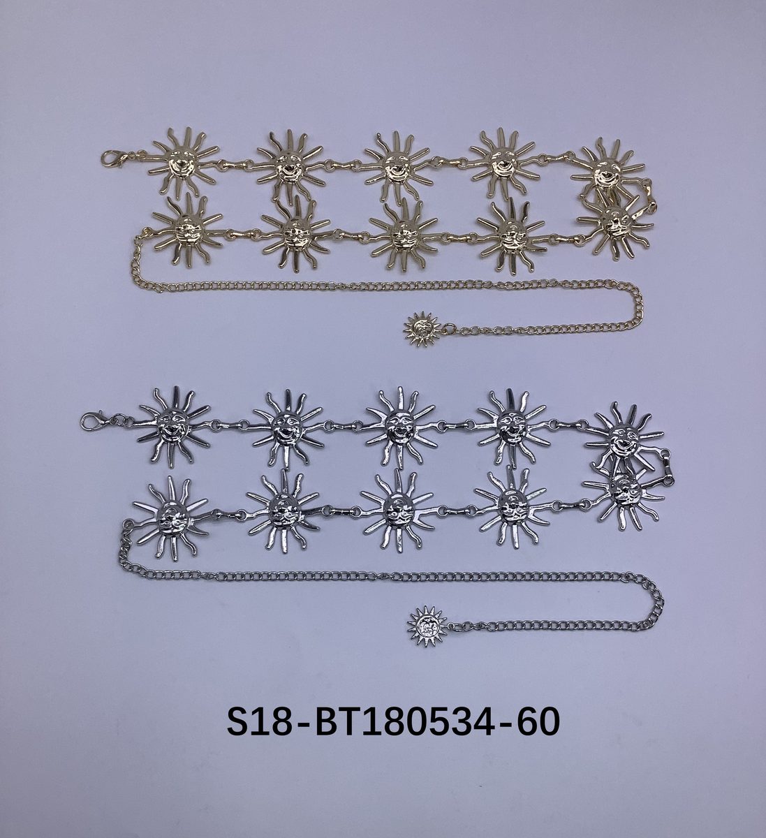 Cinturón bijou Cadena Metálica. 6 pcs plateados / 6 pcs dorados