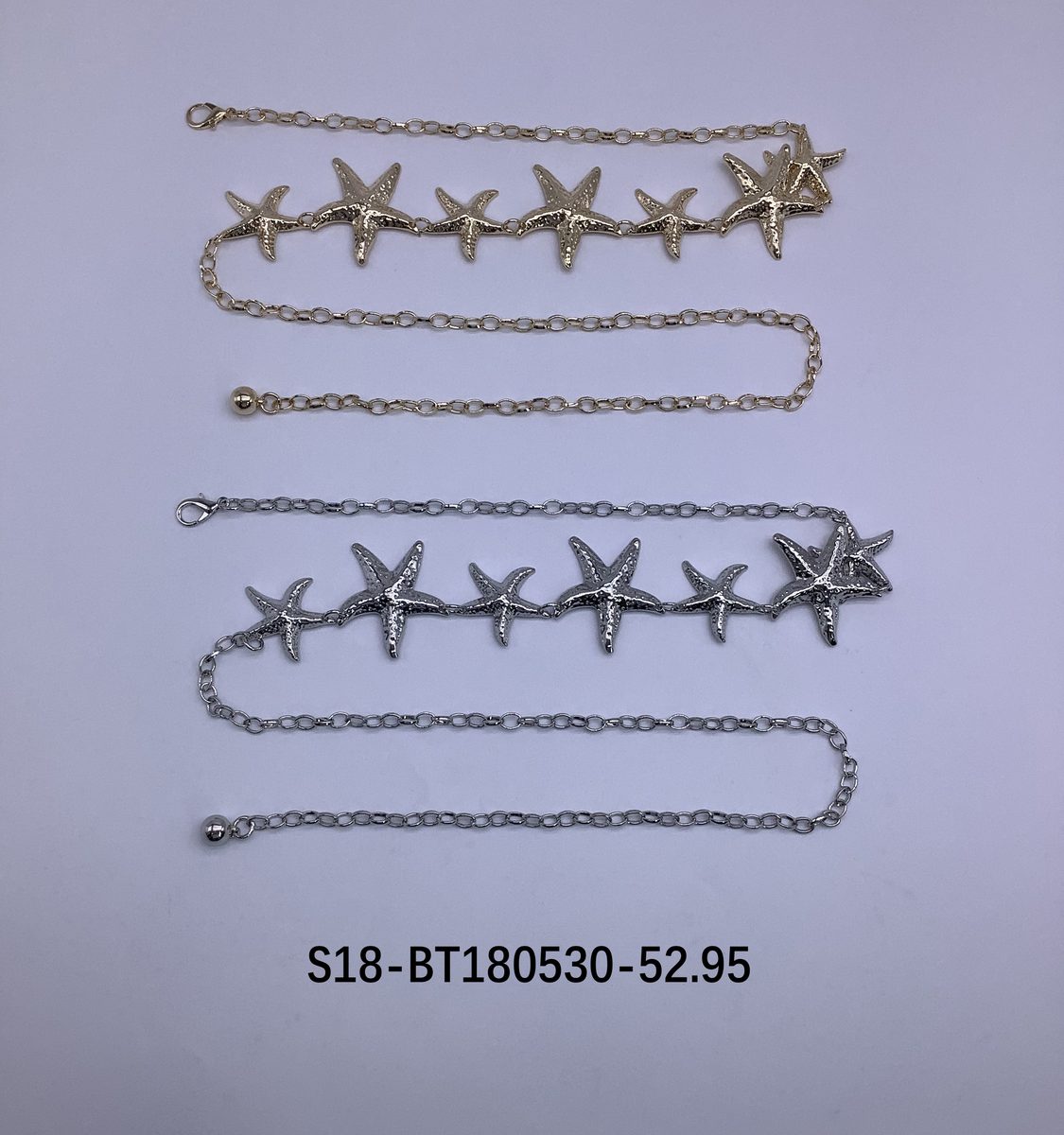 Cinturón bijou Cadena Metálica. 6 pcs plateados / 6 pcs dorados