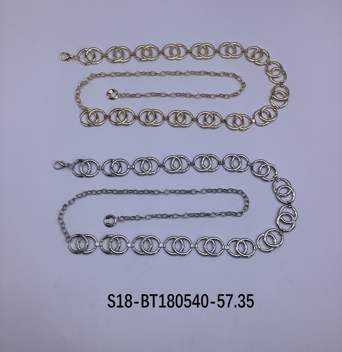 Cinturón bijou Cadena Metálica. 6 pcs plateados / 6 pcs dorados