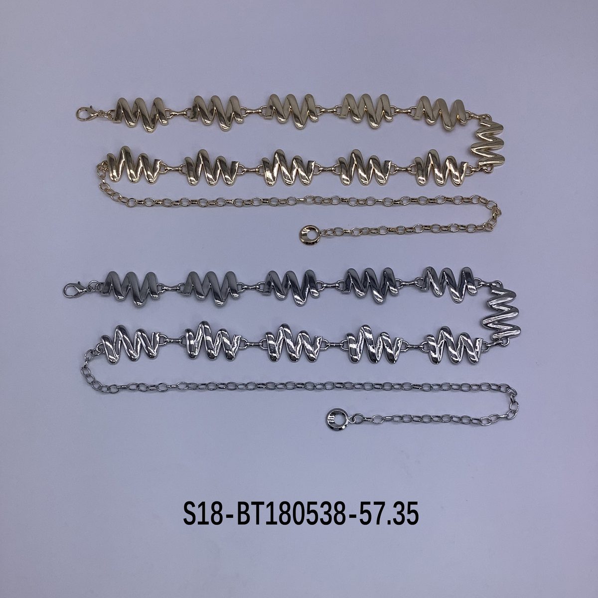 Cinturón bijou Cadena Metálica. 6 pcs plateados / 6 pcs dorados