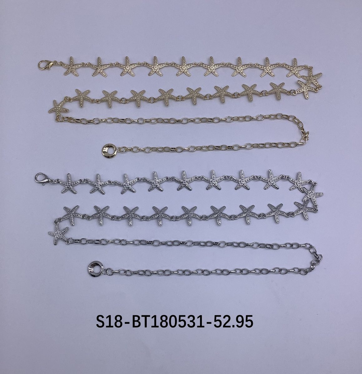 Cinturón bijou Cadena Metálica. 6 pcs plateados / 6 pcs dorados