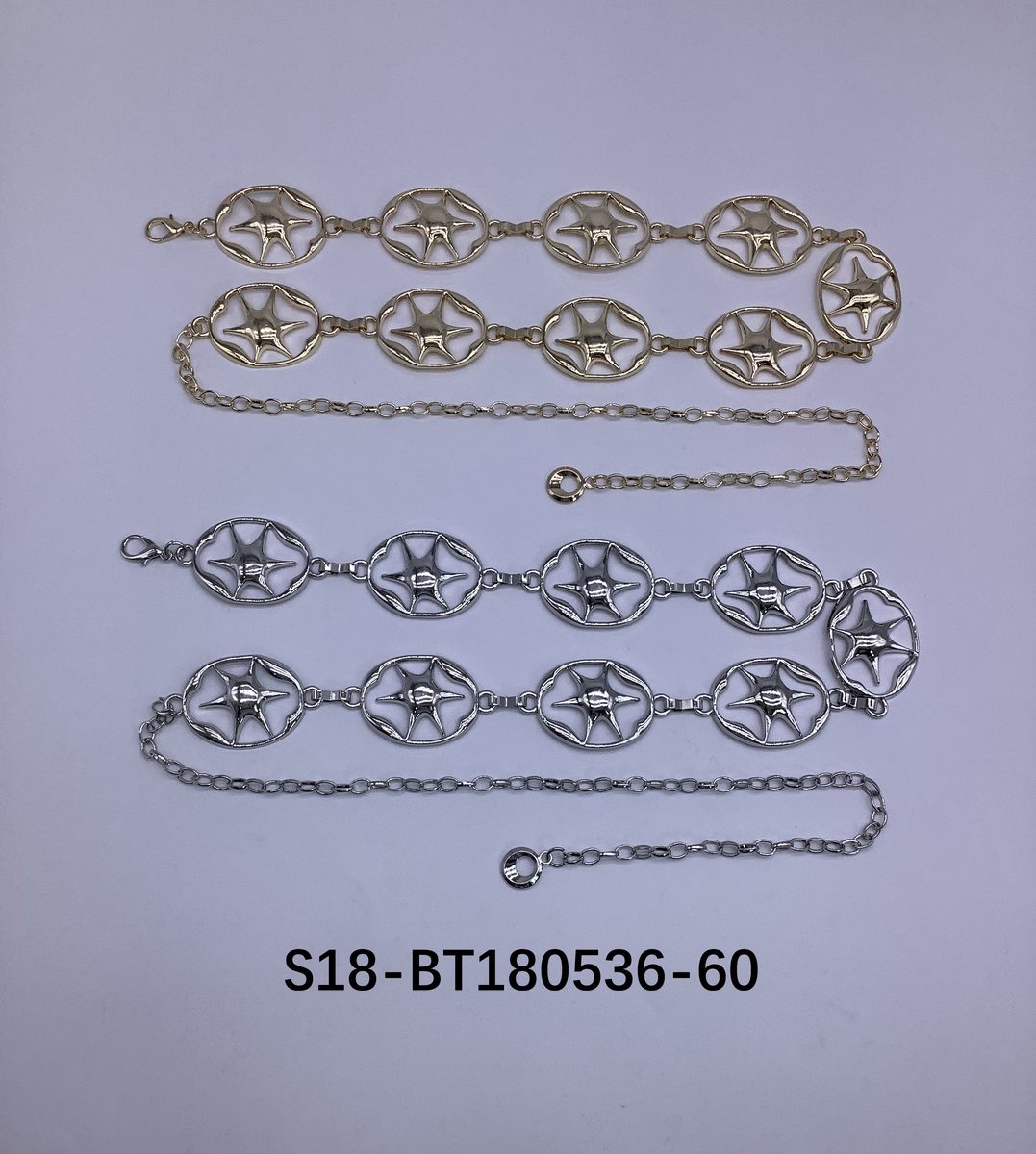 Cinturón bijou Cadena Metálica. 6 pcs plateados / 6 pcs dorados