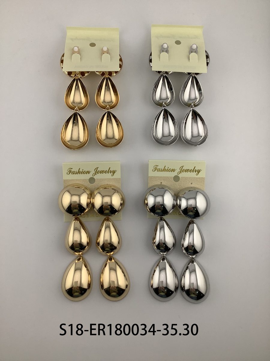 Aros (clip on) 6 pcs dorados / 6 pcs plateado